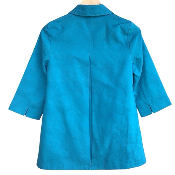 Chico’s Algiers Blue Pleat Back Topper Cotton Jacket New Size 00P US Size 0/2 P - Picture 2 of 7
